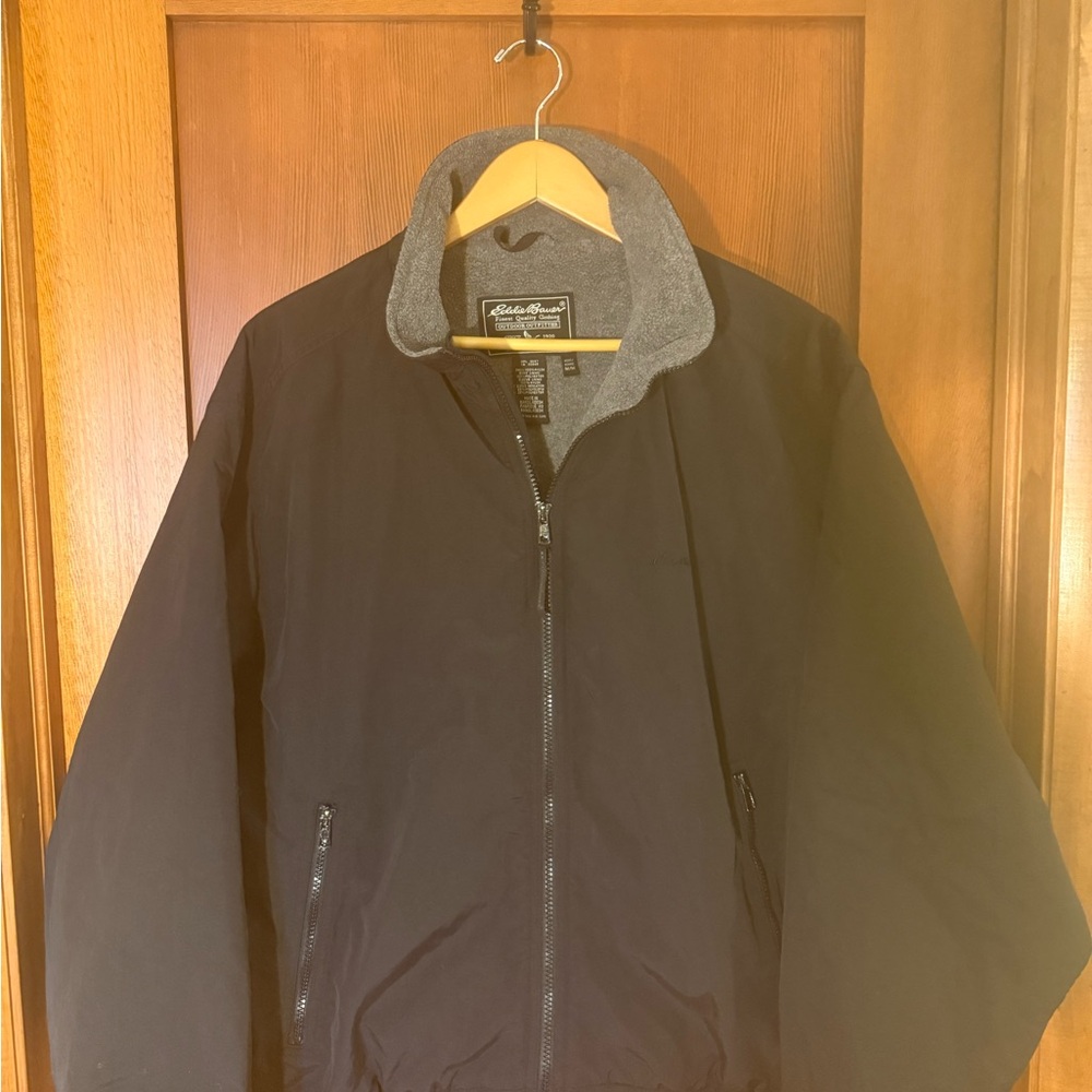 Eddie Bauer Men's Black and Gray Weather-Resist Jacket